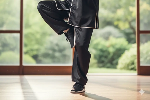 Postura de Taichi 'La Grulla Blanca' para equilibrio